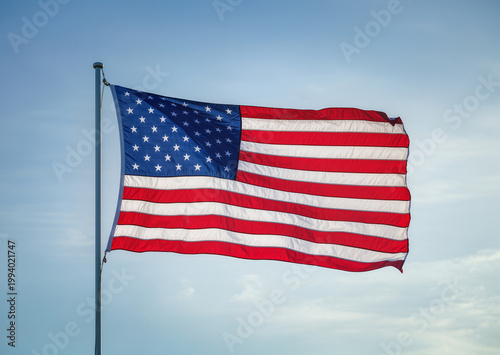 Flag of United States of America. US flag. USA flag. Fluttering flag.