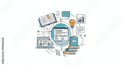 Online Education and E-learning Concept with Digital Resources.