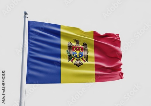 Flag of moldova waving on a flagpole