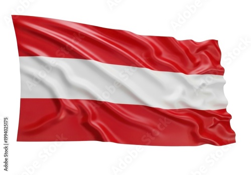 Waving flag of austria, a redwhitered horizontal tricolor, isolated on white background