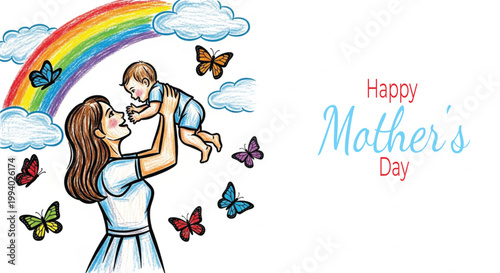 Happy mother's day illustration a mother and child moment