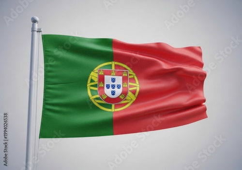 Flag of portugal waving on a flagpole
