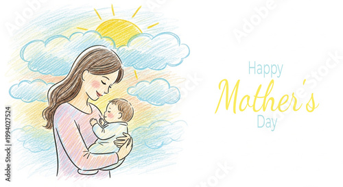 Mother's day illustration a tender moment of love and affection