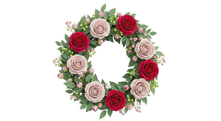 Floral Wreath with Red and Pink Roses