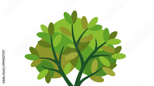 A stylized illustration of a green tree.