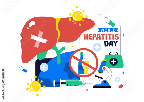 World Hepatitis Day Vector Illustration Liver Health Awareness Concept With Vaccine Syringe Virus Prevention and Medical Treatment Design