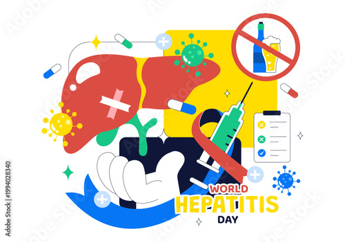 World Hepatitis Day Vector Illustration Liver Health Awareness Concept With Vaccine Syringe Virus Prevention and Medical Treatment Design