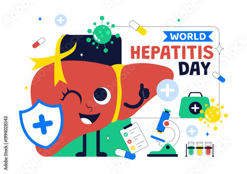 World Hepatitis Day Vector Illustration Liver Health Awareness Concept With Vaccine Syringe Virus Prevention and Medical Treatment Design