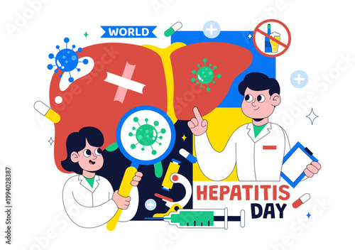 World Hepatitis Day Vector Illustration Liver Health Awareness Concept With Vaccine Syringe Virus Prevention and Medical Treatment Design