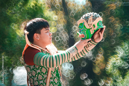 Traditional Masked Dance Performance in Thailand with Dramatic Display