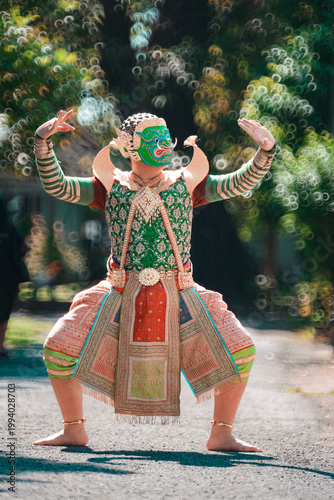 Traditional Masked Dance Performance in Thailand's Cultural Drama