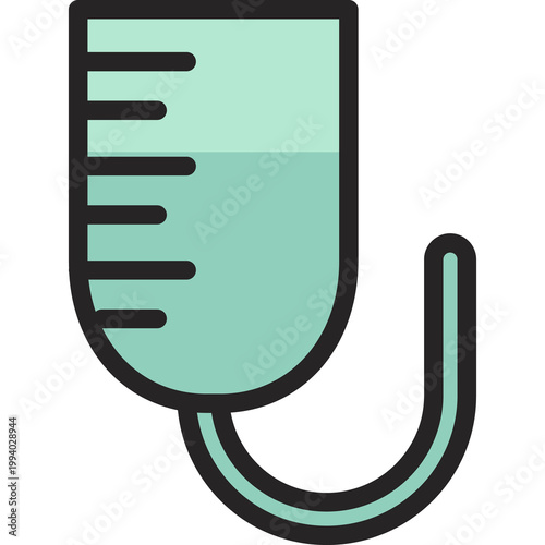Mint green laboratory beaker connected to a curved tube, representing scientific research, lab testing, medical chemistry, clinical experiments, and pharmaceutical analysis.