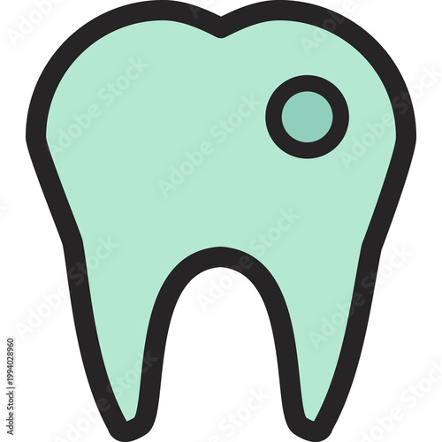 Mint green tooth illustration with a circular highlight, representing dental health, oral care, dentistry, tooth hygiene, dental clinic services, and professional teeth treatment.