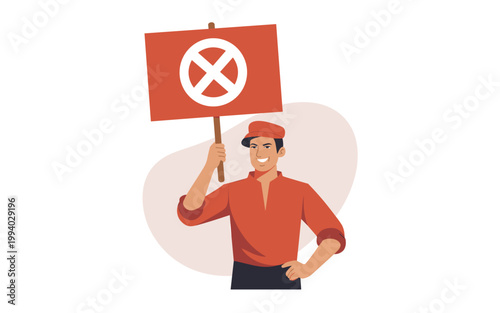 Man holding protest sign in a demonstration against something