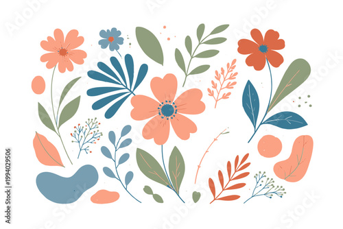 Modern Abstract Floral Matisse Elements - Minimalist Botanical Vector