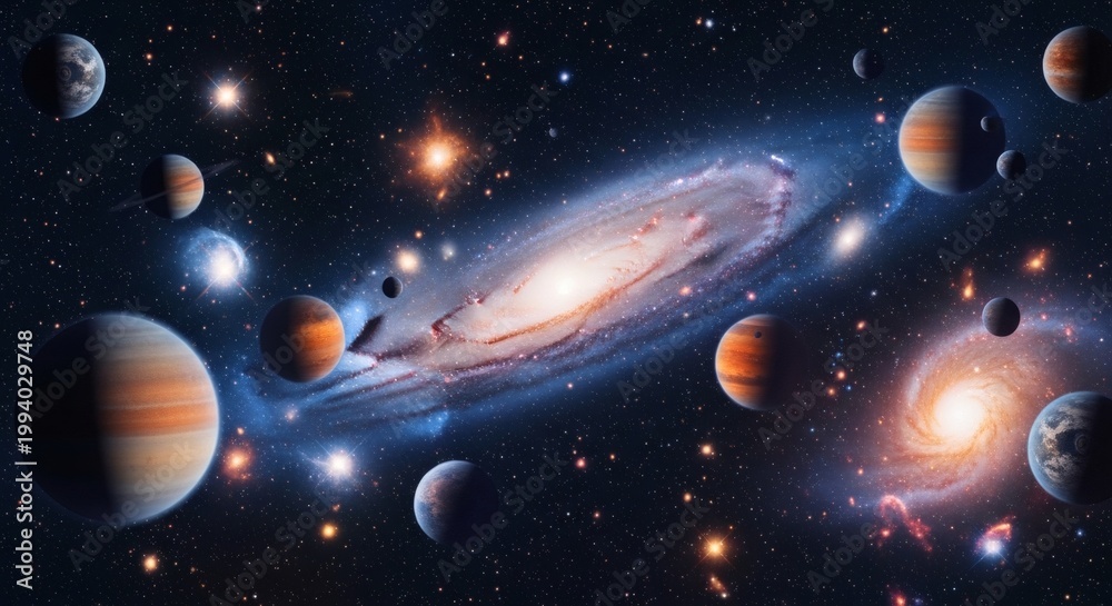 Fototapeta premium eep Space Galaxy with Planets and Stars