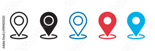 Canvas Print Location map pin icons set, outline and filled styles, navigation address direct