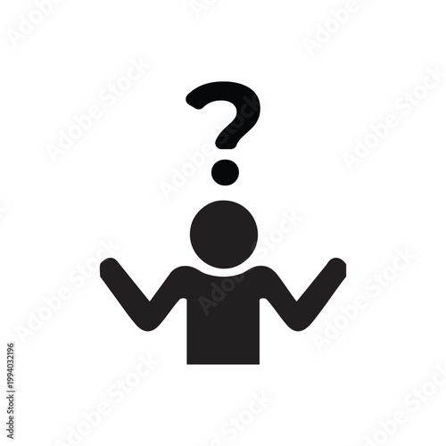 Silhouette icon of a person with a problem or question.