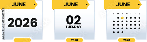 June 02 Calendar 2026 Deadline Reminder Business Planning Schedule Productivity Appointment Organizer Time Management Concept Corporate Work Planning Date Event Minimal