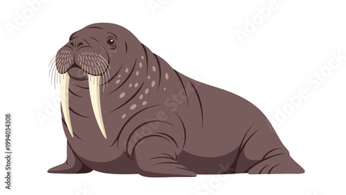 Quadro em tela Large walrus with prominent tusks and whiskers, showcasing a majestic marine mammal