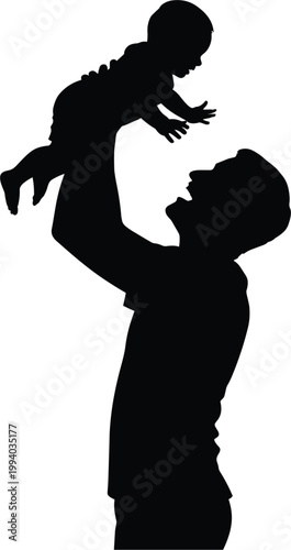 Father lifting baby silhouette parent child bonding love family care happiness illustration concept