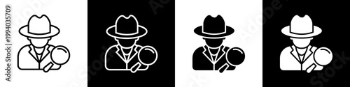 detective black and white icon design concept