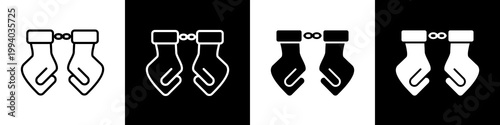 Handcuffs black and white icon design concept