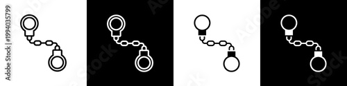 Handcuffs black and white icon design concept