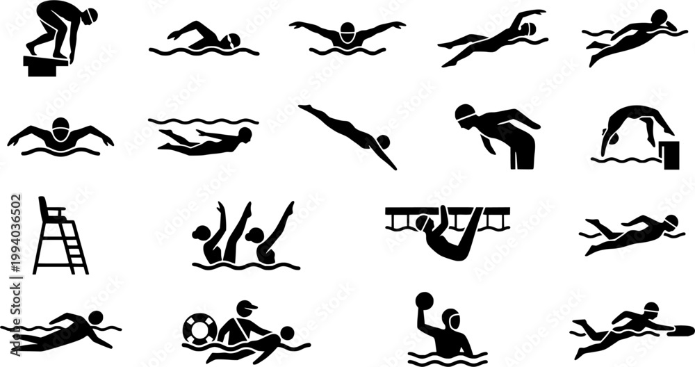 Fototapeta premium Competitive Swimmer Silhouettes 