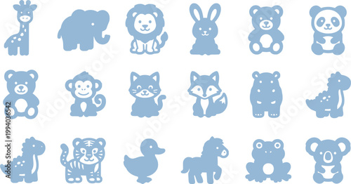 Hand-drawn whimsical animal doodles for children's branding and educational materials. Simple monoline naive sketches of zoo and farm creatures.
