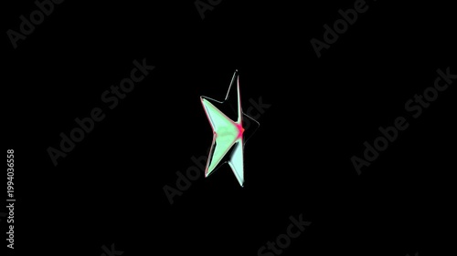 Chrome Retro Futuristic Star Y2K Loop Animation, Holographic Metallic Star
