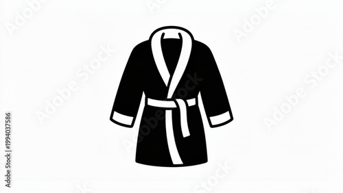 A stylish black and white kimono-style robe with traditional folded sleeves and a simple collar design Vector