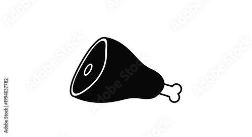 Simple black and white illustration of a ham hock with bone