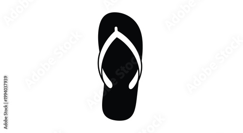 A minimalist black and white illustration of a single flip flop