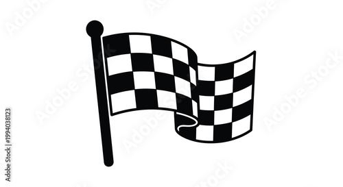 A black and white checkered flag waving symbolizing victory or a finish line