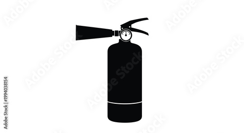 A black silhouette of a fire extinguisher on a white background