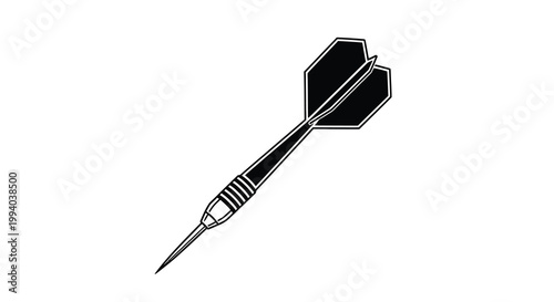 A black and white illustration of a single dart on a white background