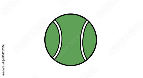 Simple illustration of a green tennis ball with white curved lines