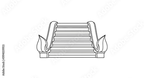 Elegant Staircase Illustration - Architectural Design and Structure.