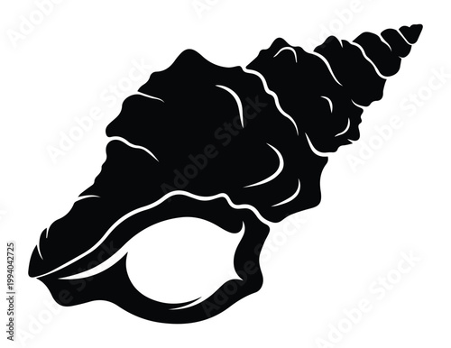 Sea Snail Shell Shape Icon Silhouette Vector black design on a white background