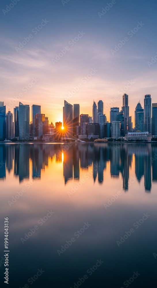 Obraz premium Golden Hour Gleam on Glass Towers