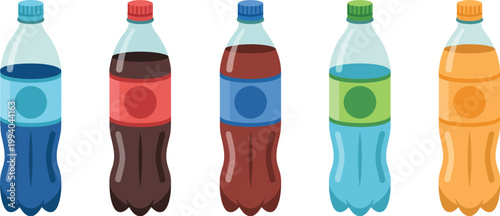 Water bottle icons, vector symbol set featuring plastic bottles mineral water soda and fizzy drinks for beverage product design and branding use.