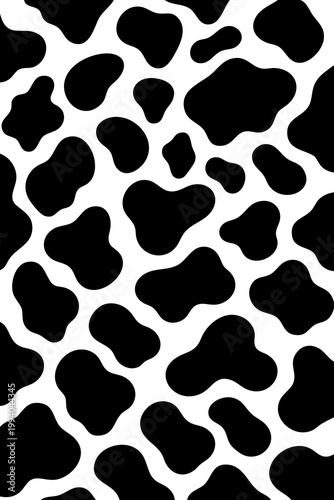 Cow print seamless pattern background with black spots on white.Black and white dalmatian or cow skin texture vector illustration.Animal skin pattern design for fabric print and wallpaper background.