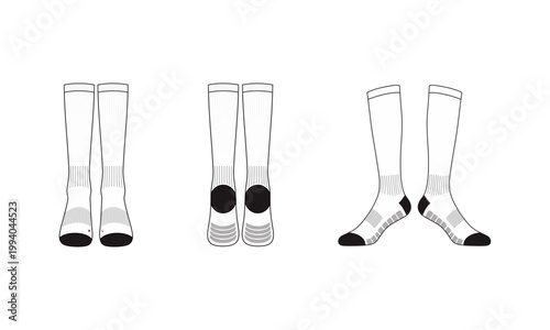 vector illustration of soccer socks mockup. suitable for sportswear template, apparel branding, and uniform design.