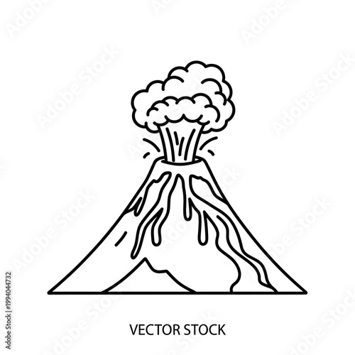 Erupting Volcano Mountain Vector Icon.