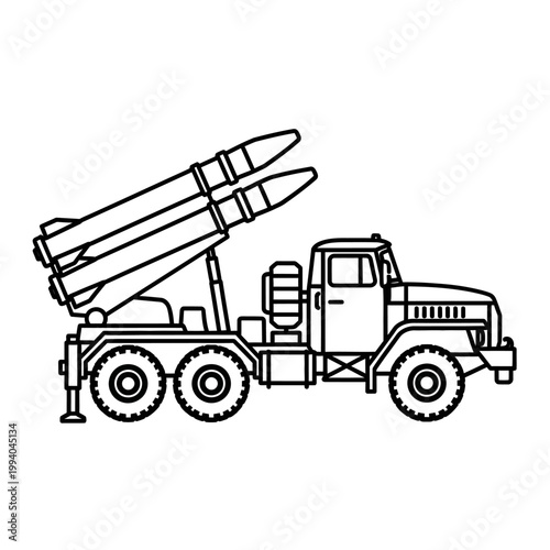 Large military truck with missiles.