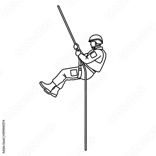 Man climbing up a rope 1.