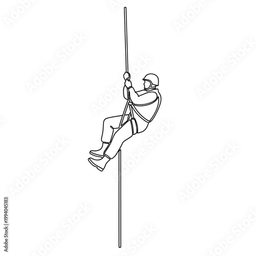 Man climbing up a rope quickly.