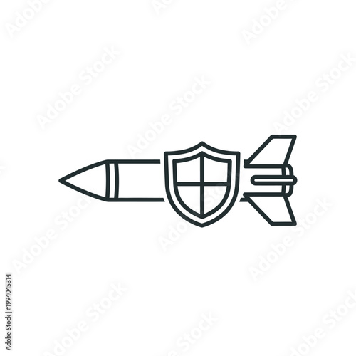 Missile with Shield Defense Icon Concept Illustration.