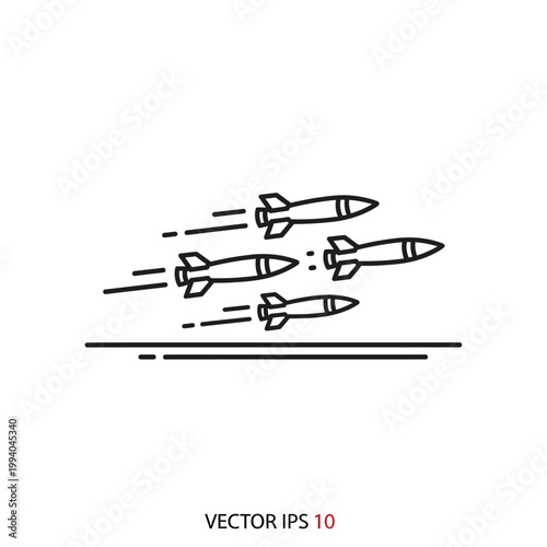 Missiles launching in rapid succession.